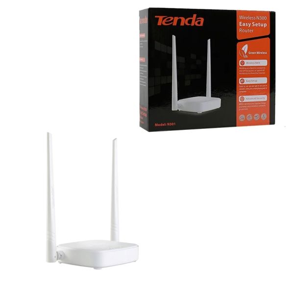 Router Tenda N301 Inalámbrico N300 con 2 Antenas de 5 dBi