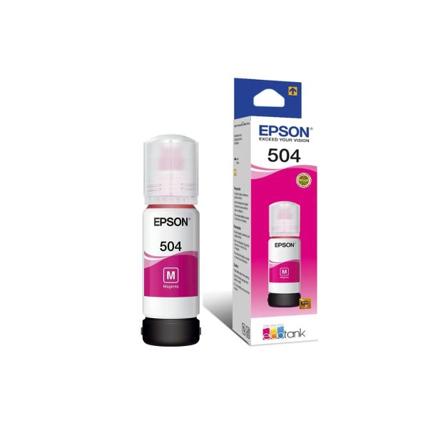 Botella de Tinta Epson Original 504 Magenta T504320 de Alto Rendimiento 65 ml