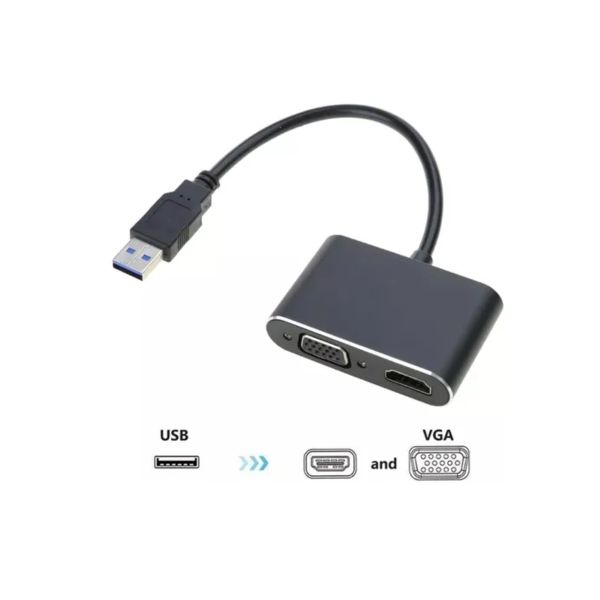 Convertidor USB 3.0 a HDMI y VGA Adaptador de Video Doble de Alta Velocidad
