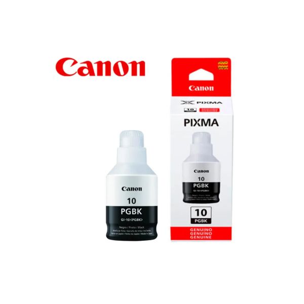 Botella de Tinta Canon Original GI-10 Negra de Alto Rendimiento 170 ml