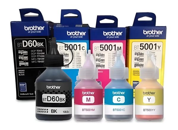Tinta Para Impresora Brother Bt- D60k , Bt5001 Color Negro De 45 Ml 4 Unidades