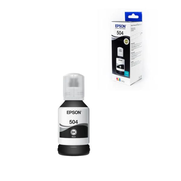Botella de Tinta Epson Original 504 Negra T504120 de Alto Rendimiento 127 ml