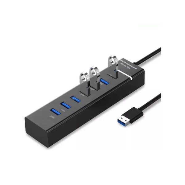 Hub Multipuerto USB 3.0 de 7 Puertos Alta Velocidad 5Gbps, Color Negro