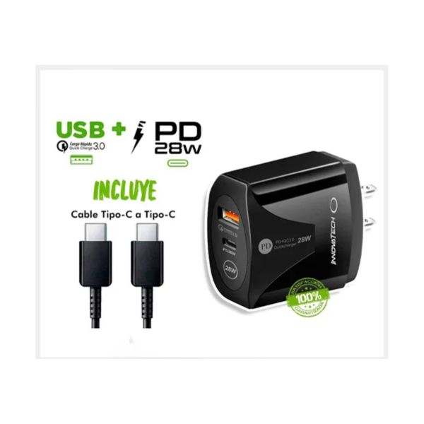 Cargador de pared Innovatech NH‑FAST/PD 28 W (USB‑C + USB‑A)