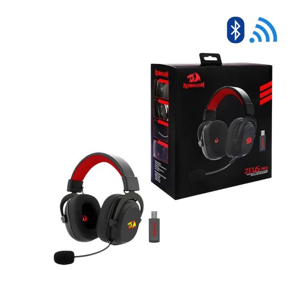 Diadema Gamer Redragon Zeus Pro H510W Inalámbrica con Sonido Envolvente 7.1, Micrófono Desmontable y Conexión Dual 2.4GHz + Bluetooth