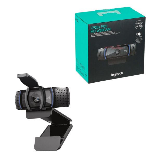 Webcam Logitech C920s Pro HD 1080p USB con Enfoque Automático y Micrófonos Estéreo