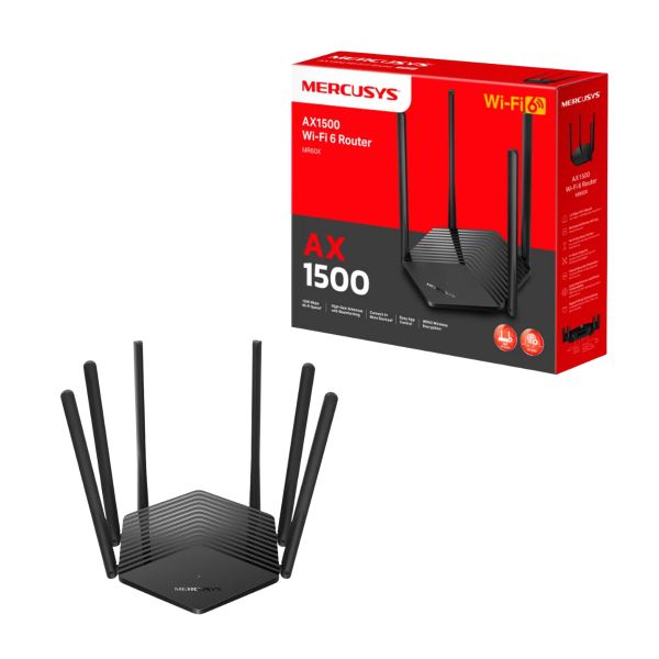 Router Mercusys MR60X AX1500 Wi-Fi 6 de Doble Banda con 4 Antenas