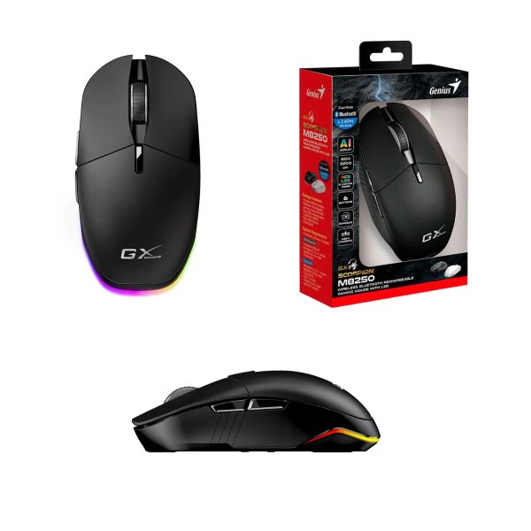 Mouse Gamer Inalámbrico Recargable Genius M8250 con LED RGB