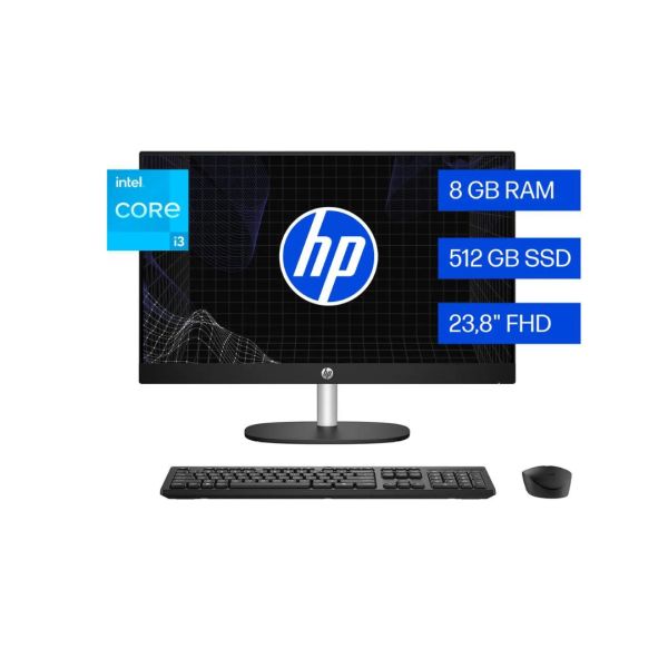 All In One Hp Intel Core I3-n300 /8gb/512gb/24"/bk