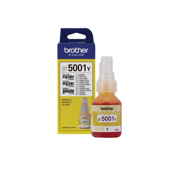 Botella de Tinta Brother Original BT-6001 Amarilla de Alto Rendimiento 6,000 Páginas