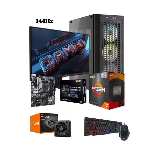 PC GAMER DYNAMIC A57-16 - AMD RYZEN 7 5700G / GIGABYTE B550M DS3H AC / 16GB DDR4 3600 RGB / SSD LEXAR 1TB NVMe / MONITOR 24" 144HZ