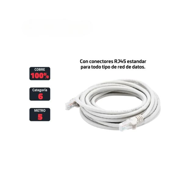 Cable de red Ethernet Cat6e 5 m 100 % cobre