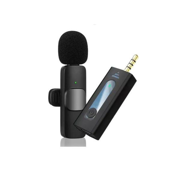 Micrófono de Solapa Inalámbrico con Receptor 3.5mm para Cámara, Altavoz, Celular y PC