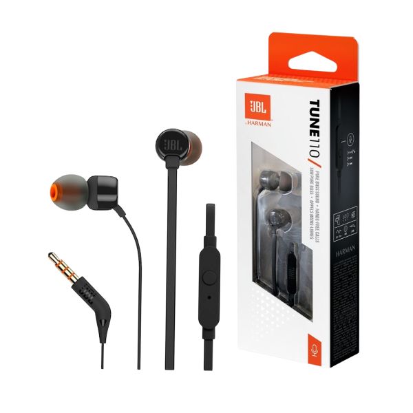 Auriculares JBL TUNE110 con Conector 3,5mm – Sonido JBL Pure Bass y Micrófono Integrado