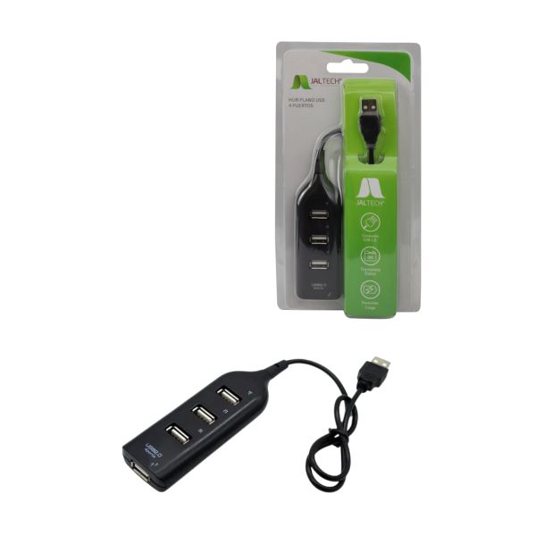 Hub Plano USB 2.0 de 4 Puertos – Diseño Compacto y Práctico