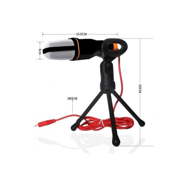 Micrófono de Condensador Omnidireccional SF-666 con Trípode y Conexión 3.5mm para PC