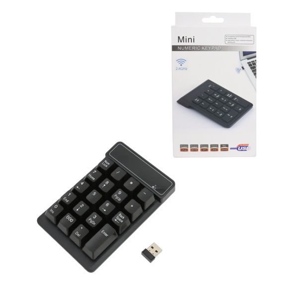 Teclado Numérico Inalámbrico 18 Teclas USB 2.4GHz con Diseño Ligero