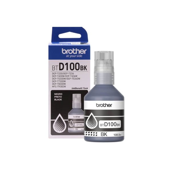 Botella de Tinta Brother Original BTD100BK Negra de Alto Rendimiento 4,000 Páginas