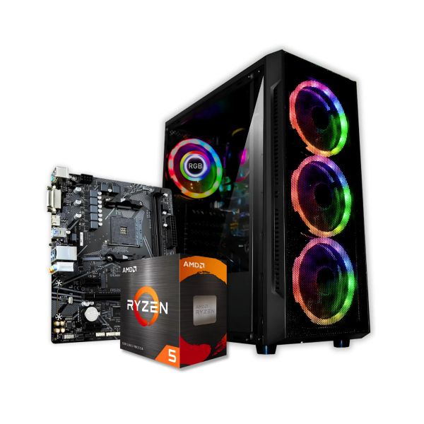 CPU Torre AMD Ryzen 5 con 16GB RAM, SSD 512GB y 3 Ventiladores RGB