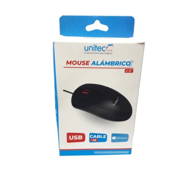 Mouse Óptico con Cable Unitec U31 USB 1000 DPI