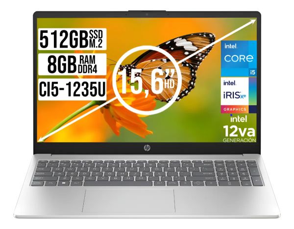 Portátil Hp 15 Core I5 1235u 8gb Ram 512gb Ssd Windows 11 Plateado