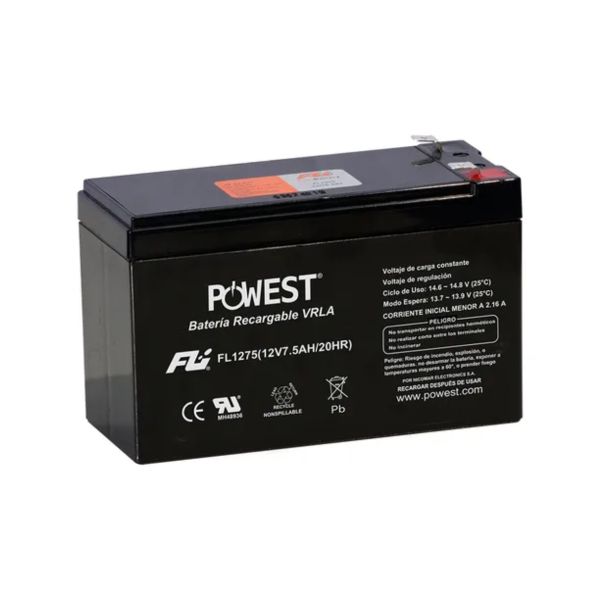 Batería Recargable 12V 7.5Ah de Ácido Plomo Sellada (SLA)