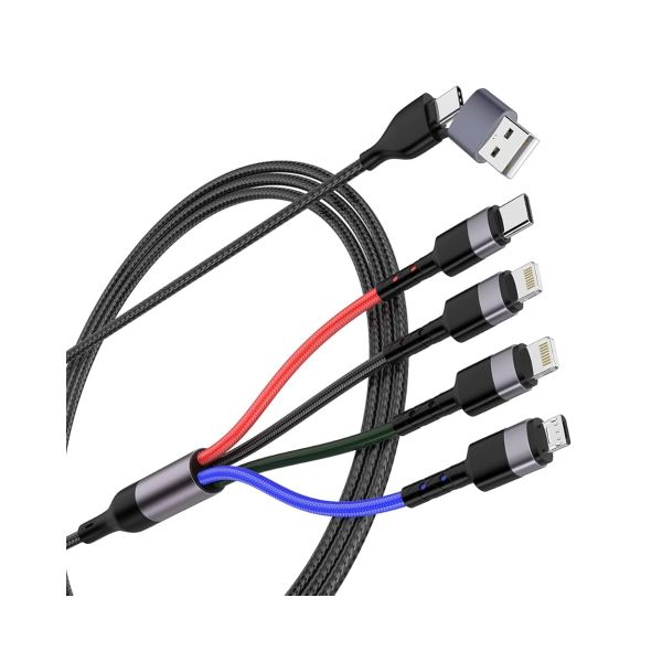Cable 6 en 1 Micro USB (V8), USB-C y Lightning para carga y datos