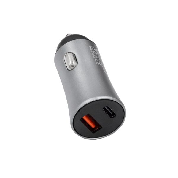 Cargador de carro NH‑CAR/07 con 1 puerto USB-A y 1 puerto USB-C (12–24 V)