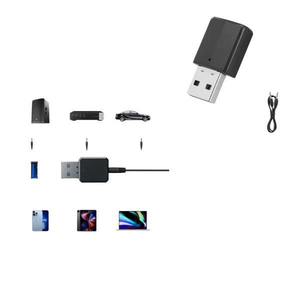 Bluetooth Adapter BT‑660 5.0 – USB y AUX 3.5 mm (Emisor y Receptor)