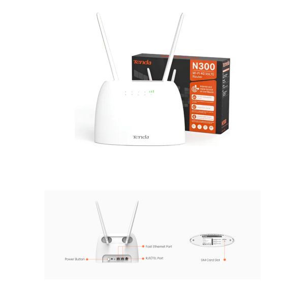 Router Tenda N300 4G LTE Inalámbrico con Ranura SIM – Modelo 4G06