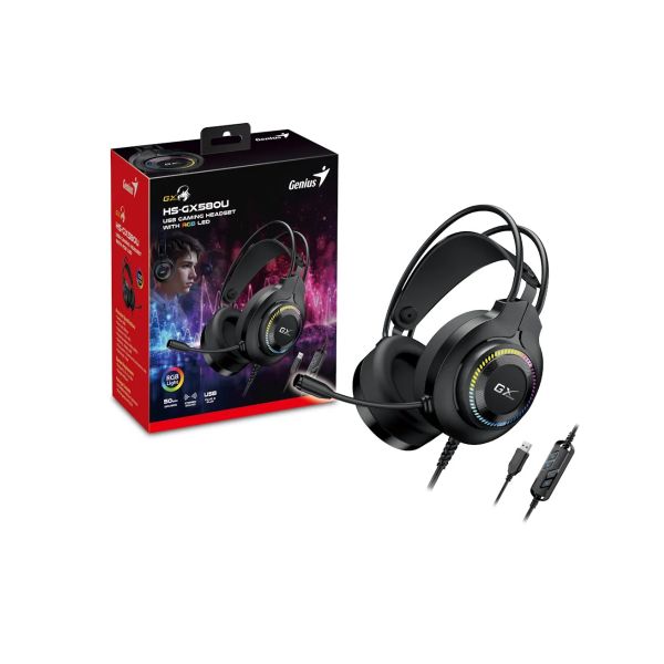 Diadema Gamer Genius HS-GX580U USB Sonido Envolvente con Micrófono y Luces LED