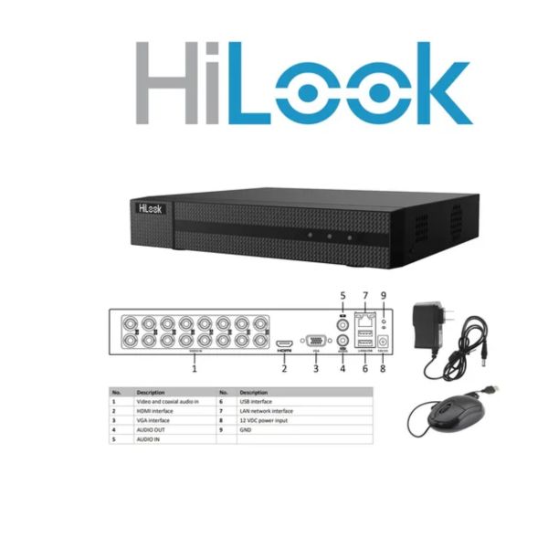 DVR Hilook 216G-M1 de 16 Canales – Resolución 1080p HDTVI / Analógico / IP