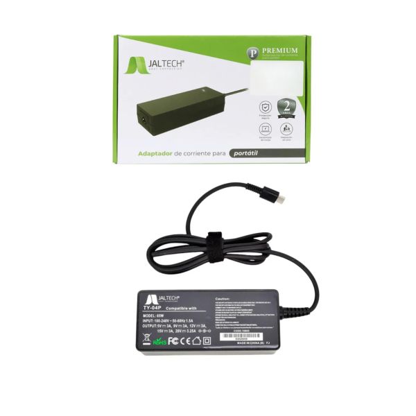Cargador Jaltech 10805 Tipo C 65 W (20 V, 3,25 A, USB‑C)