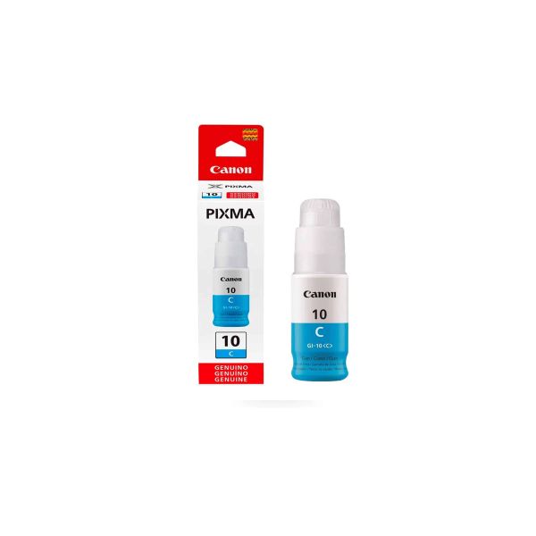 Botella de Tinta Canon Original GI-10 Cyan de Alto Rendimiento 70 ml