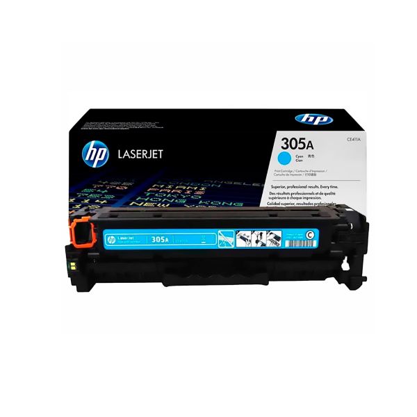Tóner HP 305A (CE411A) Original Cyan para Impresoras Color LaserJet Pro