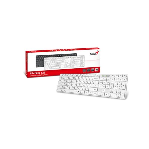 Teclado USB Genius SlimStar 126 Smart Key Multimedia Blanco