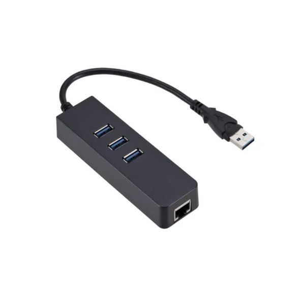 Hub USB 3.0 de 3 Puertos con Puerto de Red RJ45 – Alta Velocidad y Conexión