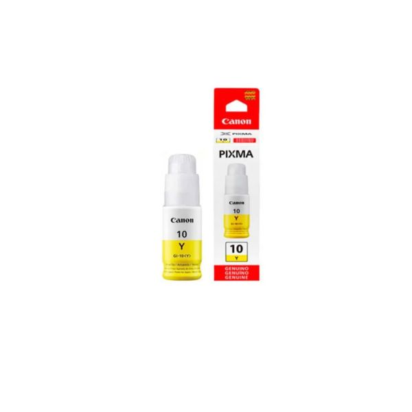 Botella de Tinta Canon Original GI-10 Amarilla de Alto Rendimiento 70 ml