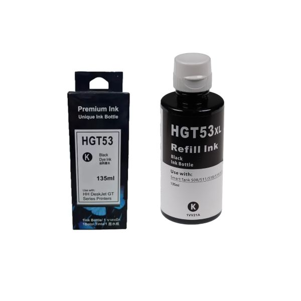 Tinta Genérica de Refill Negra GT53 Compatible con Impresoras HP Smart Tank,