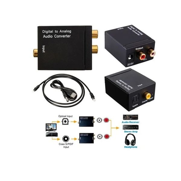 Convertidor Óptico a RCA Adaptador de Audio Digital a Analógico de Alta Calidad