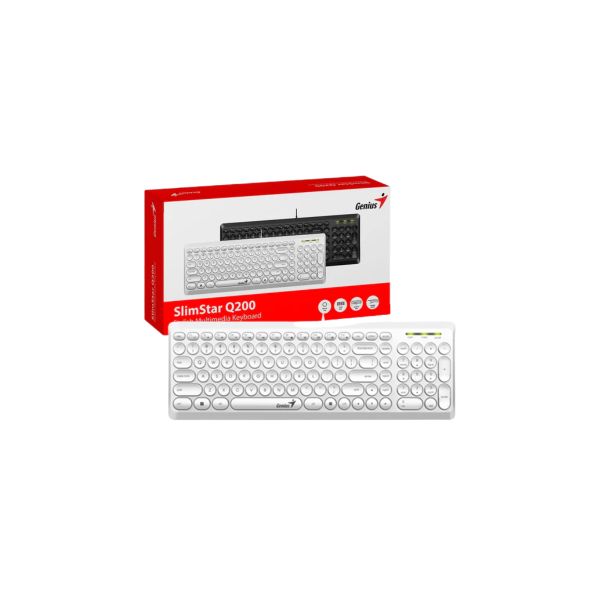 Teclado USB Multimedia Genius SlimStar Q200 Blanco en Español