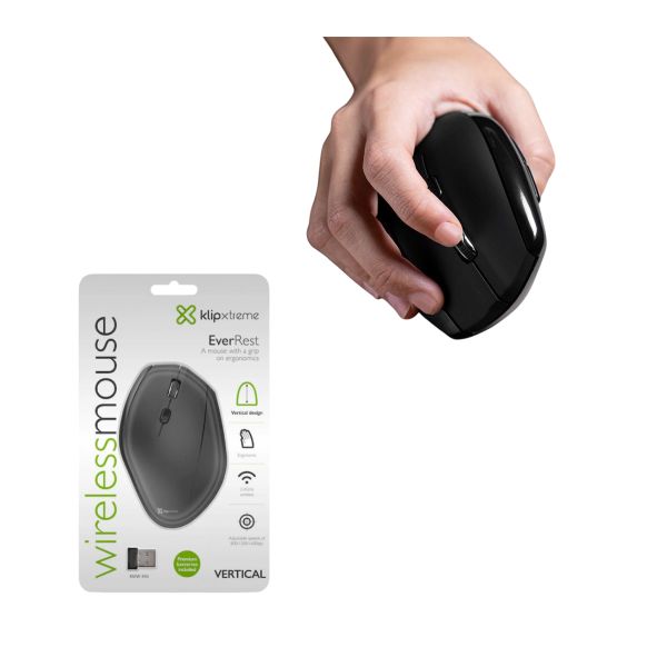 Mouse Vertical Inalámbrico Klip Xtreme KMW-390 1600 DPI 6 Botones