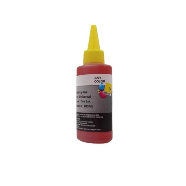 Botella de Tinta Universal Amarillo 100 ml Compatible con HP, Epson, Canon y Brother