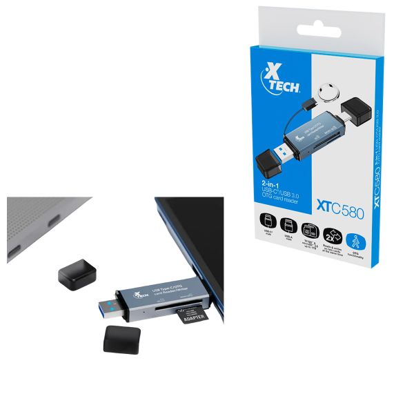 Lector de Memorias Xtech XTC-580 – Dual USB 3.0 Tipo A y USB-C, SD/MicroSD