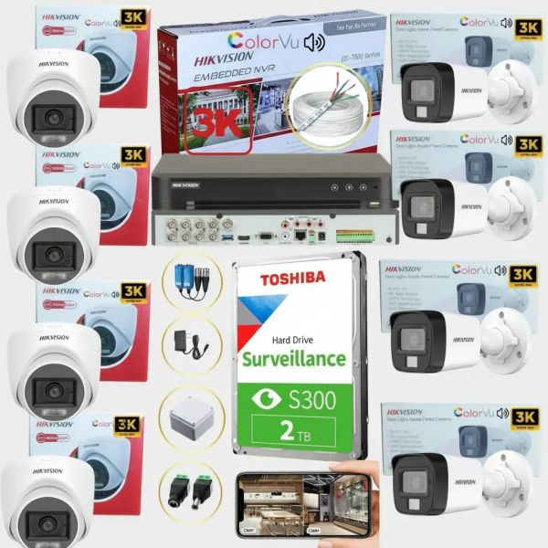 Kit Hikvision Mp Dvr 8 Canales + 4 Cámaras + D D