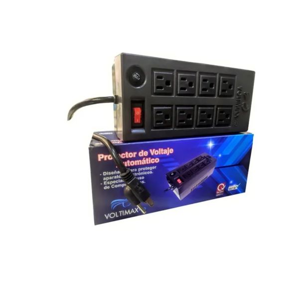 Regulador de Voltaje Voltimax 1200VA con 8 Tomas Protegidas y Certificación RETIE