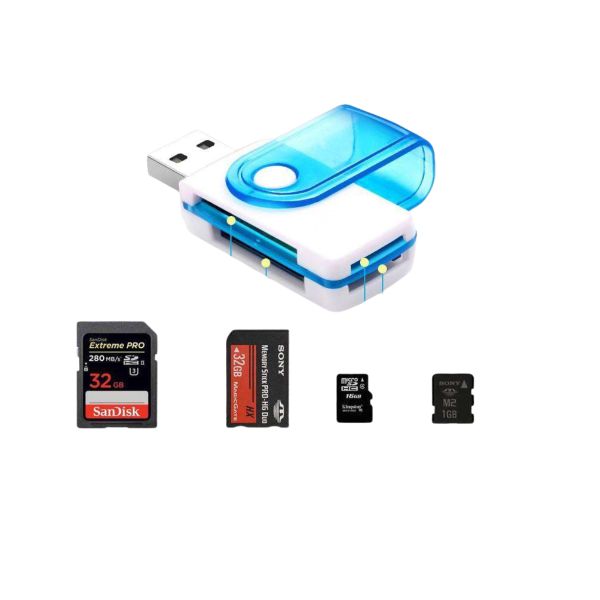 Lector de Memorias USB Multiformato – MS, SD/MMC, M2, MicroSD/TF, MiniSD