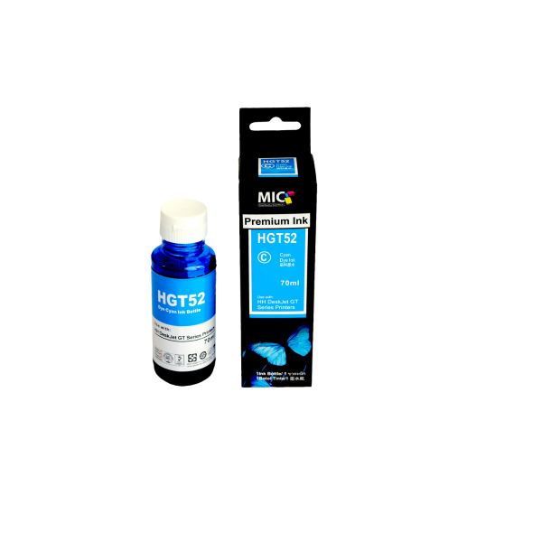 Tinta Genérica de Refill Cyan GT52 Compatible con Impresoras HP Smart Tank, DeskJet