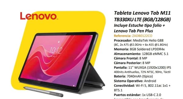 Tablet Idea Tab 11" 8GB RAM 128 GB Gris Oscuro Lenovo