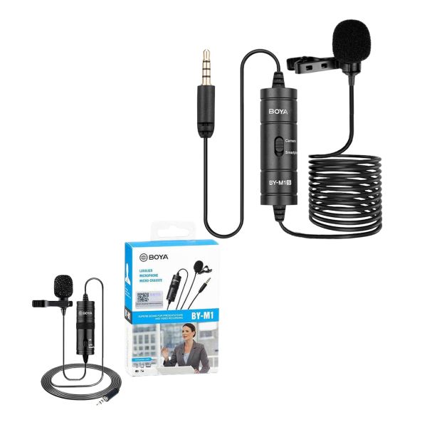 Micrófono de Solapa BOYA BY-M1 Omnidireccional con Conexión 3.5mm para Cámaras y Smartphones